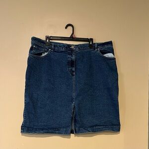 Lauren Jeans Ralph Lauren VGT Denim Knee Length Skirt Front Slit Size 22w